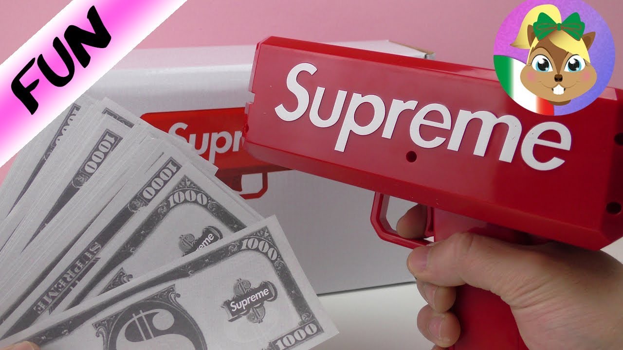 Supreme Money Gun Italiano Divertente Pistola Spara Soldi Giocattolo Guru Youtube