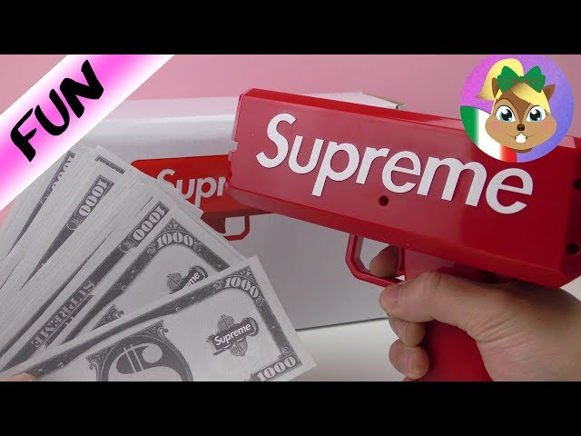 supreme money gun italiano - divertente pistola spara soldi giocattolo -  guru 