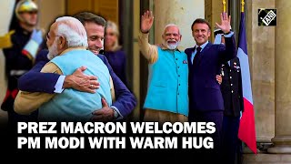 PM Modi warmly received by French Prez Macron at Elysee Presidential Palace for private dinner