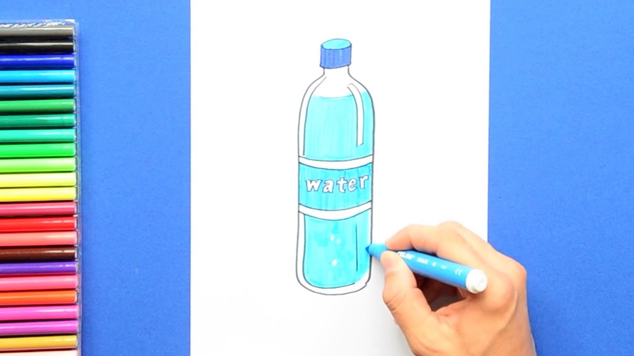 How to draw a Water bottle step by step for beginners 