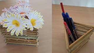 Zero Cost Broomstick craft ideas/DIY flower vase crafts
