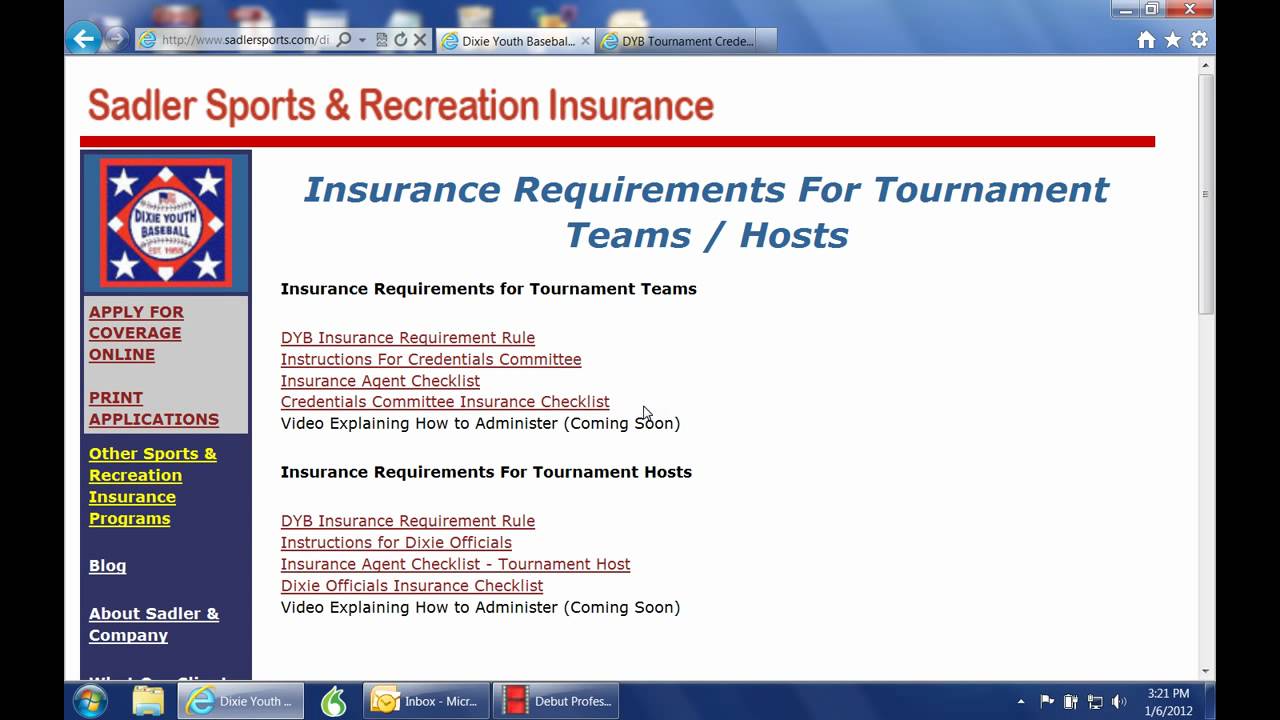 Dixie Youth Baseball Tournament Team Insurance Compliance Video YouTube