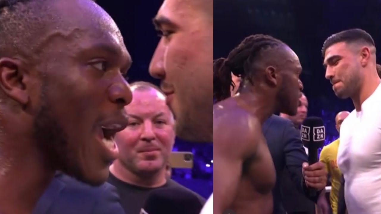 WOW! KSI AND TOMMY FURY HEATED EXCHANGE AFTER KSI KNOCKS OUT JOE FOURNIER (POST FIGHT INTERVIEW!)