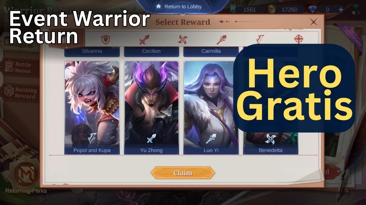 Warrior Return - Hero Gratis Mobile Legend April 2023 - YouTube