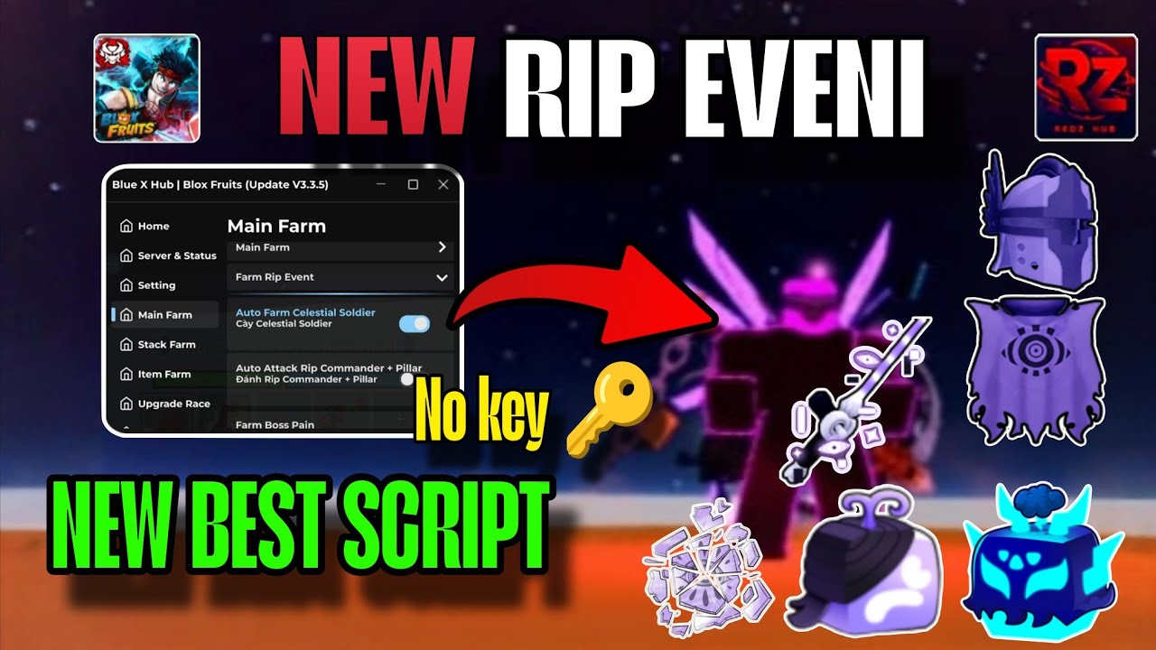 [👹👑] Blox Fruits Blue X Hub Script Auto Farm Rip Event & Bosses [🔮]