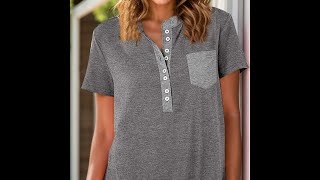 Half Button Short Sleeve T Shirt