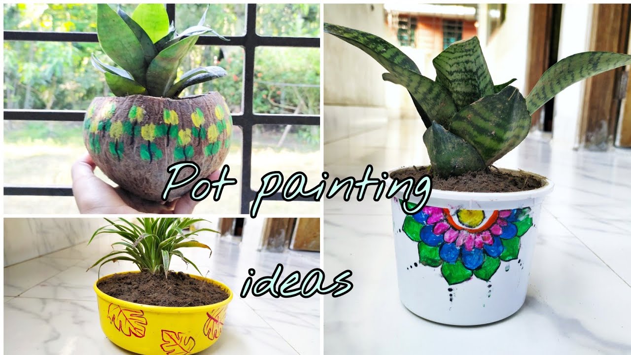 DIY planter painting ideas| 3 Easy flower pot painting ideas| Plastic planter Makeover ideas