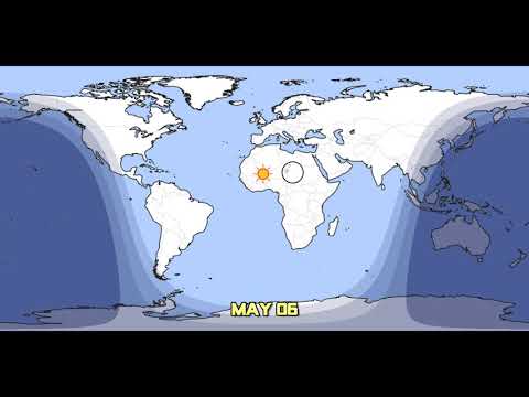 Day and Night World Earth Map with Sun and Moon position (Every 24 hours)