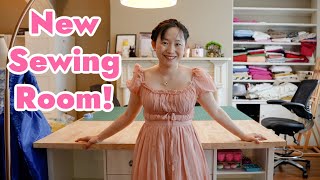 I finally set up my new sewing room! (After two months of no heat.)