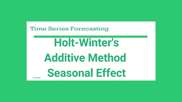 Holt Winter's Method for Seasonal Additives - Time Series Forecasting