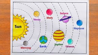 Solar System Drawing / How to Draw Solar System Planets Easy Steps  / Solar System Diagram Drawing