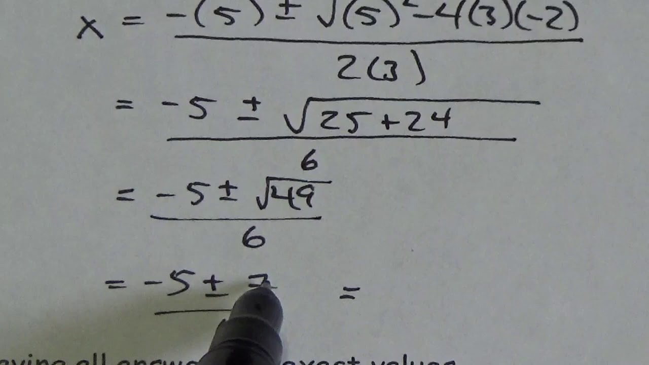 Math 20 2 The Quadratic Formula Lesson - YouTube