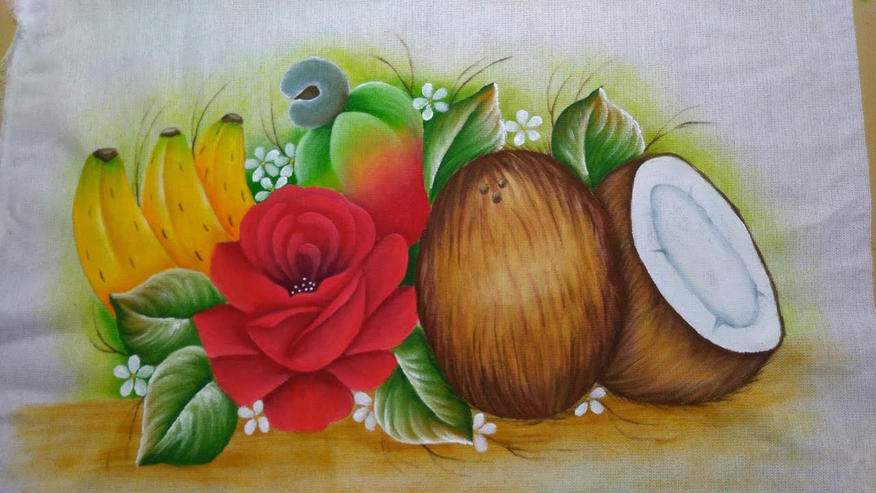 Como pintar coco pintura em tecido iniciantes