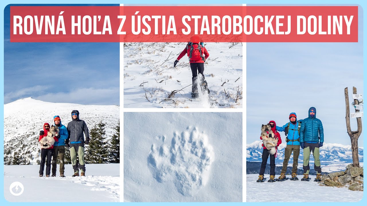 Rovná (Medvedia) hoľa z ústia Starobockej doliny na snežniciach