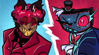 "stayed gone" but vox and alastor are women (hazbin hotel)