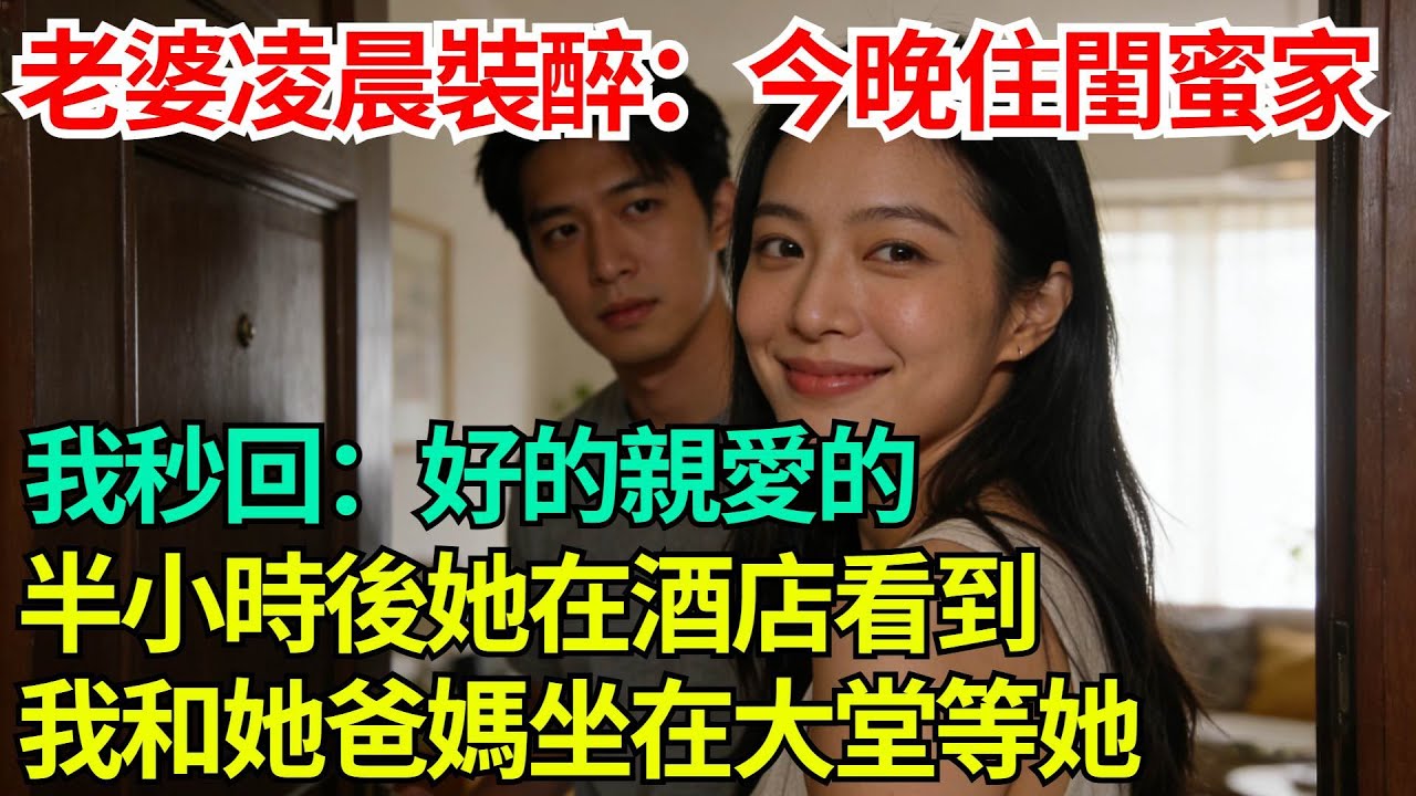 老婆凌晨發定位裝醉：今晚住閨蜜家，我秒回：“好的親愛的”，半小時後她在酒店看到我和她爸媽坐在大堂等她【年華妙語】#情感故事#妻子出軌#出軌故事#婚姻背叛