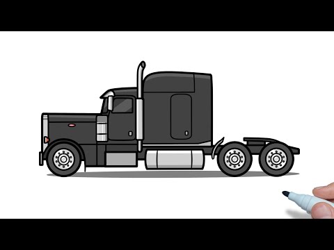 How to draw Peterbilt 379 Truck easy | Drawing a semi truck peterbilt step by step