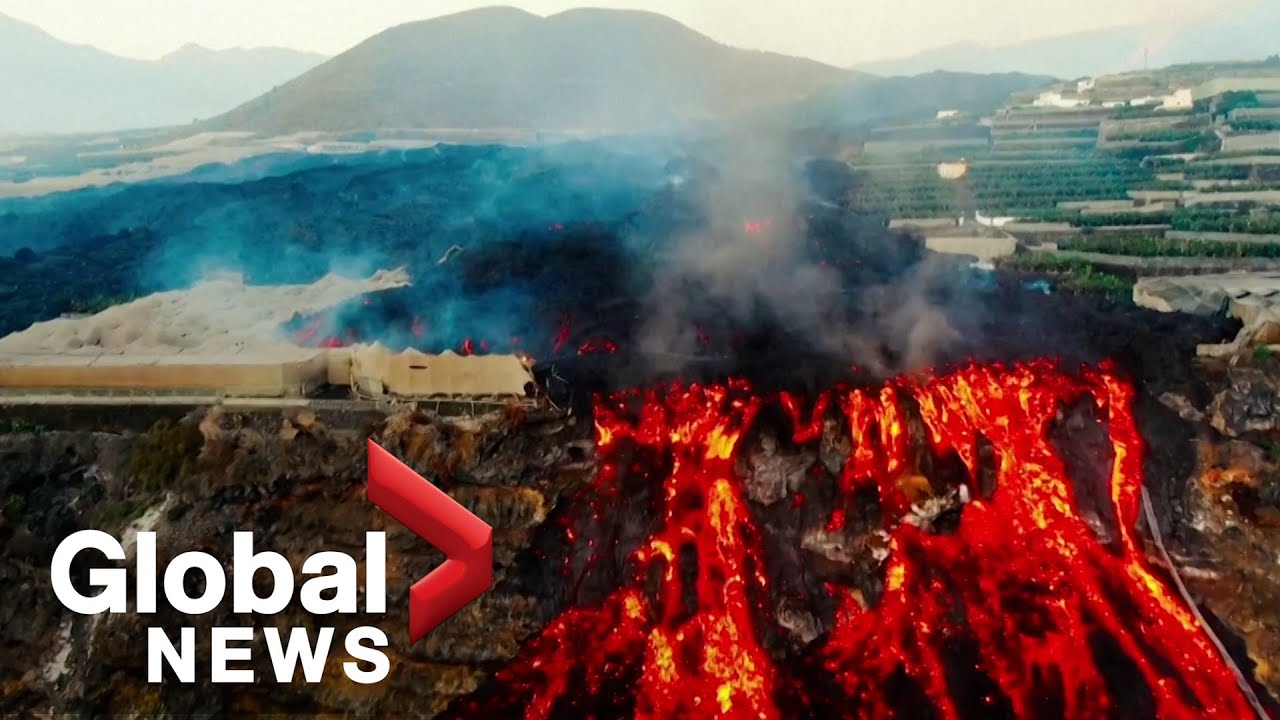 INSIDE the La Palma Volcano : Drone Footage Shows Volcano’s Flaming Core