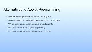 Alternatives to Applet Programming | Lecture 36: Applet Programming--III