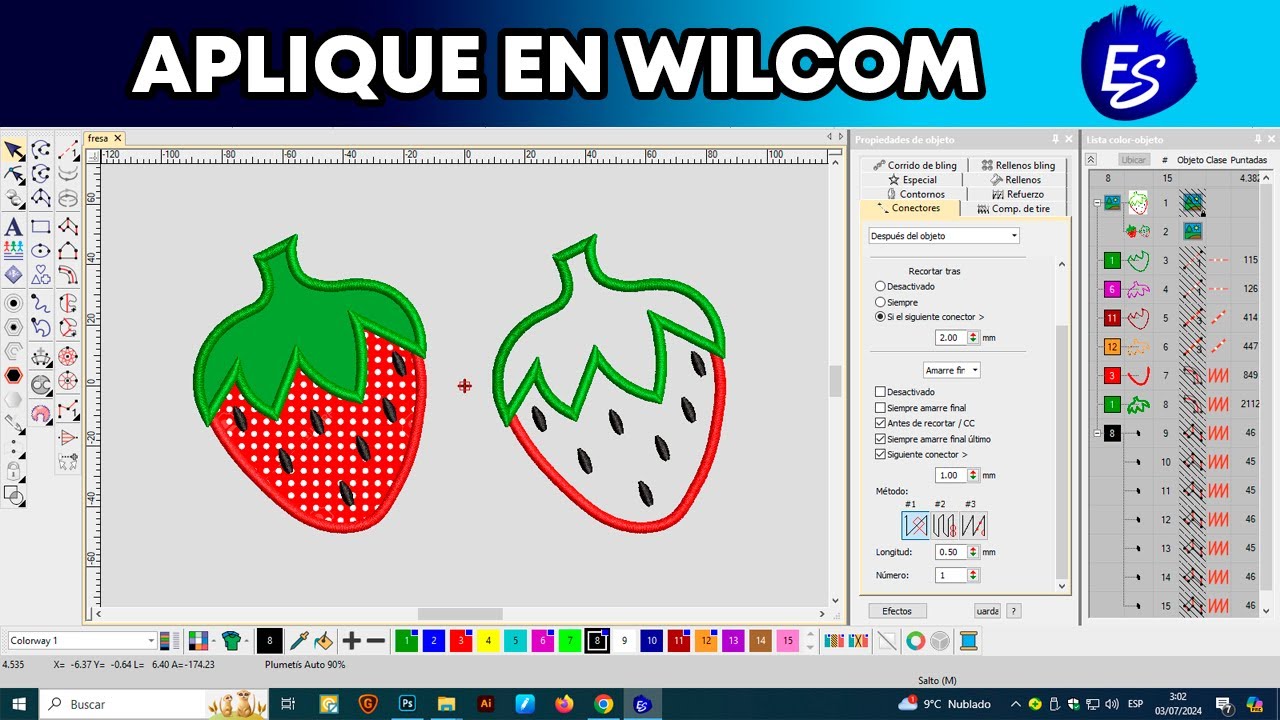 ✅✅ REALIZAR APLIQUE DE FRESA EN WILCOM 🍓🍓 HACER APLIQUE EN WILCOM FACIL