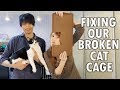 Fixing our broken cat cage (with our cats' help!)
