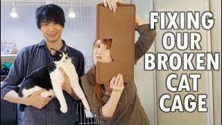 Fixing our broken cat cage (with our cats' help!)