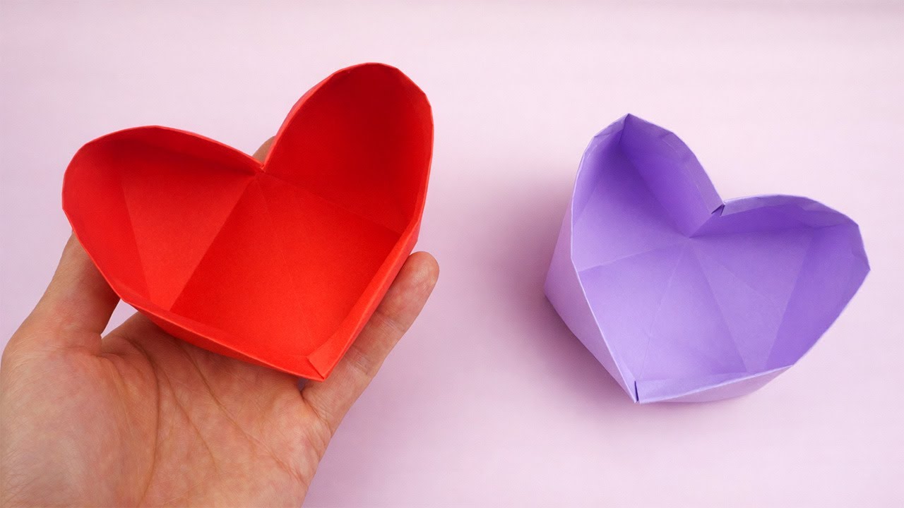 【折り紙】 折り紙 ハートの箱 簡単 ☆ バレンタイン 折り紙