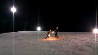 Ski areál Hlubočky, ohňová šou na lyžích, HD