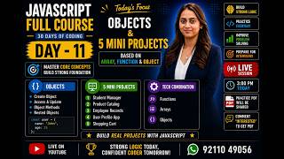 JavaScript Full Course Day 11 | Complete Objects + 5 Mini Projects | Arrays, Functions & Objects 20 Custom Array Functions Javascript Basics Vue Js For Beginners Course