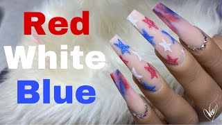Easy 4th of July Nail Art | Nail Tutorial | Acrylic Nails
