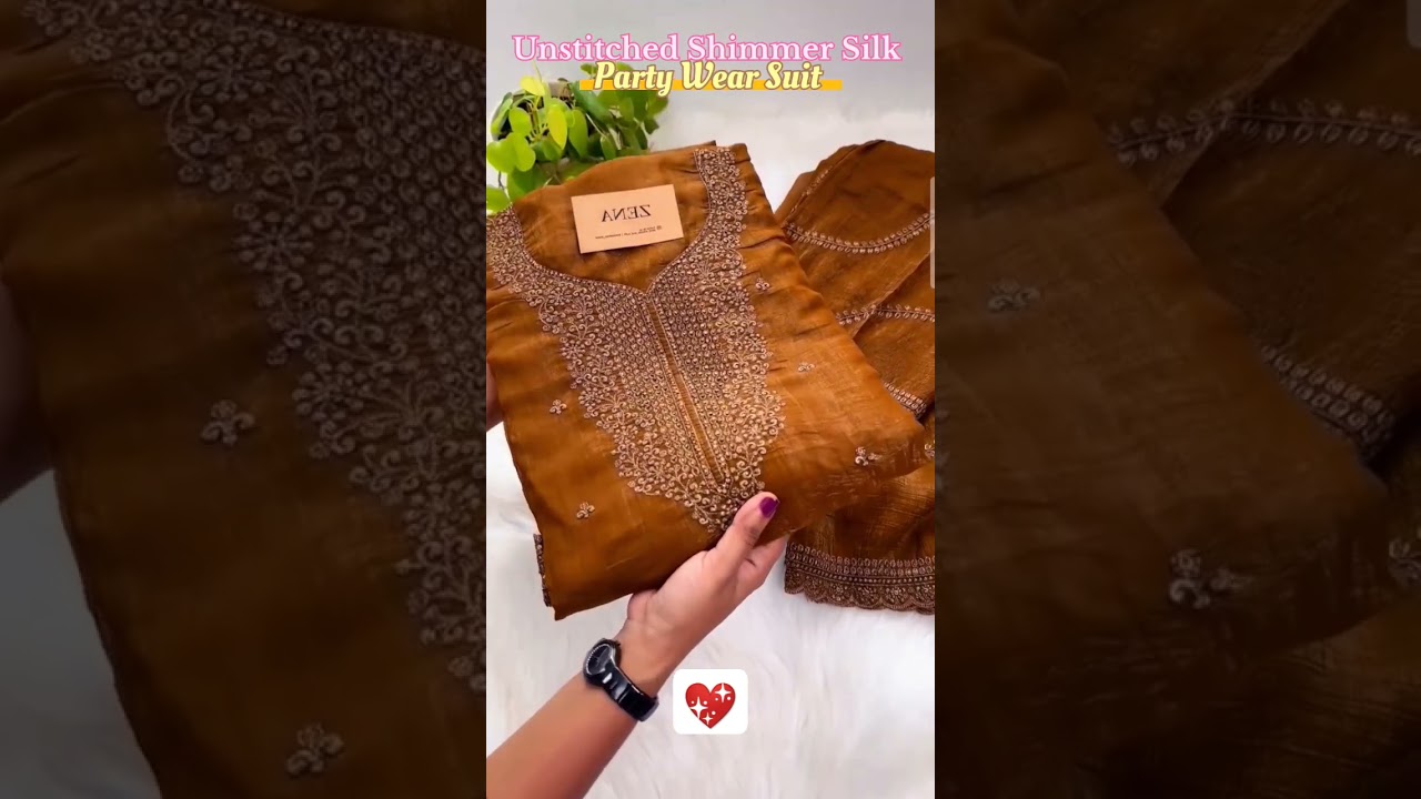 Unstitched Shimmer Silk💖Party Wear Suit Fabric Shimmer Silk🌺 