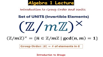 Abstract Algebra 1 #Lecture 2.4 (Groups): Group Order and Units (Brief Introduction)