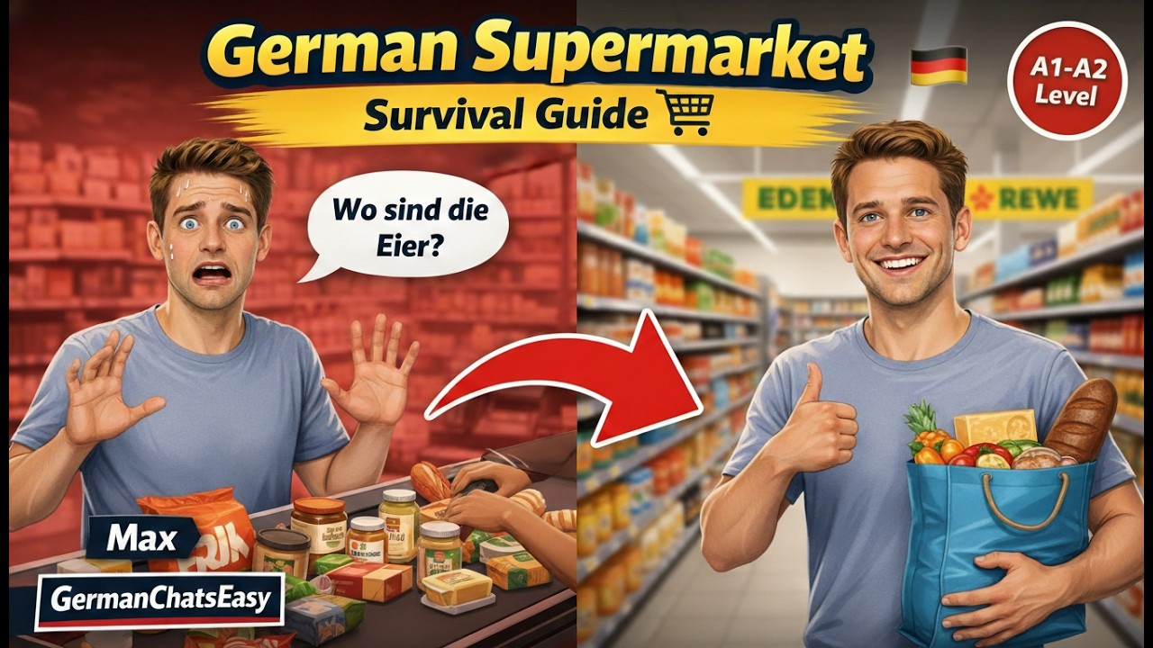 Learn German Shopping Phrases | Supermarket Survival Guide | GeermanChatsEasy