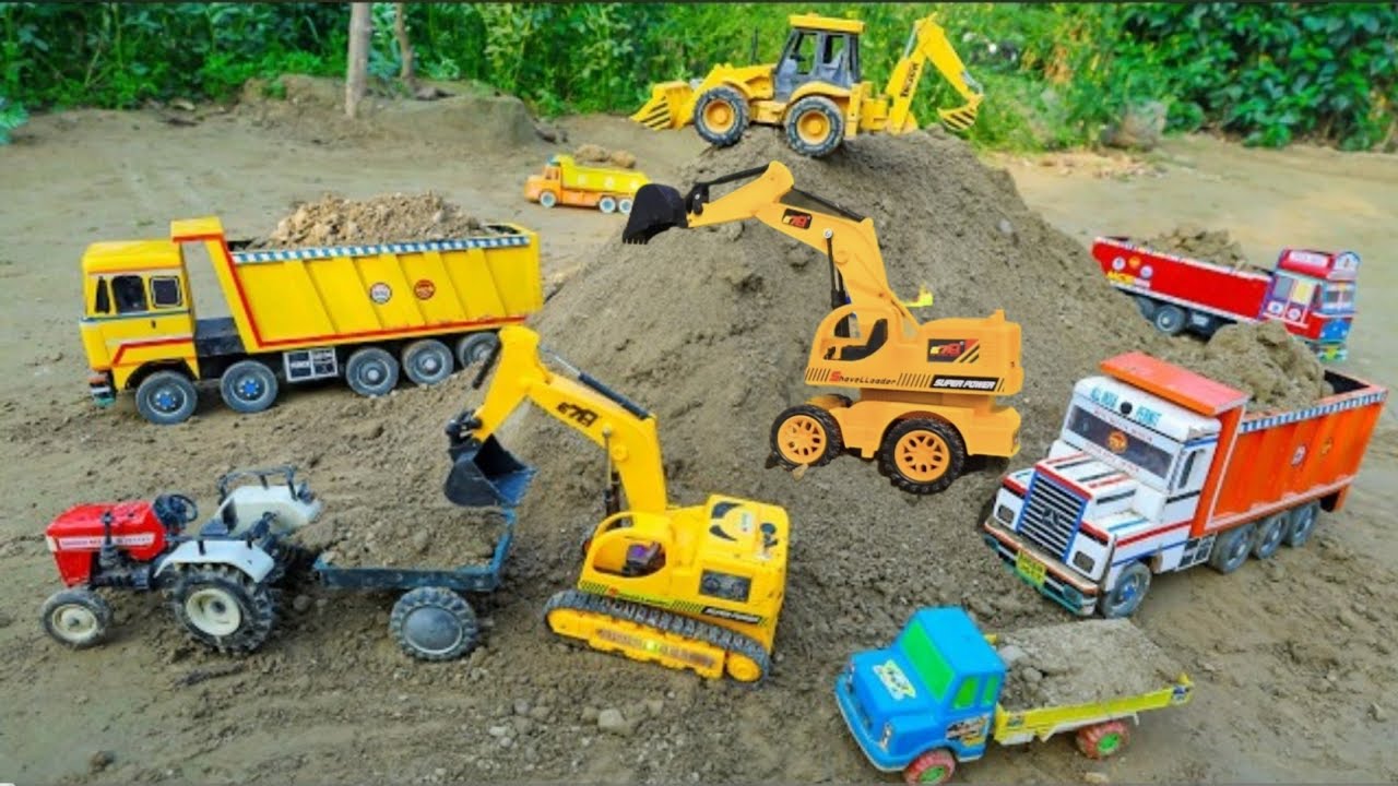 Crain JCB  Monster Truck car Mix Stone Dumper Truck Swaraj Tractor Pickup ? Jcb Ki Khudai |cartoon