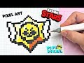 BRAWL STARS ! ЗНАЧОК БРАВЛ СТАРС  РИСУНКИ ПО КЛЕТОЧКАМ -PIXEL ART ,HF