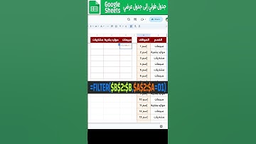 Filter تعلم تحويل الجدول الطولي إلى جدول عرضي في جوجل شيت #googlesheets #جداول