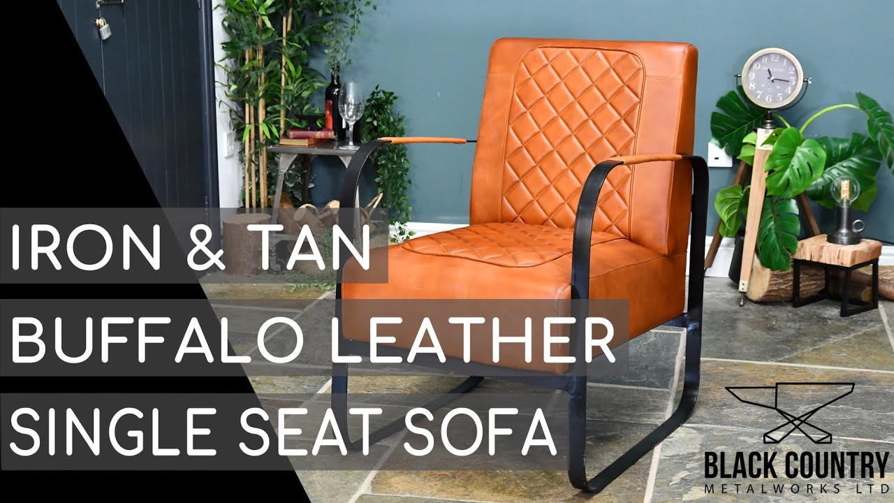 Iron & Tan Buffalo Leather Single Seat Sofa YouTube