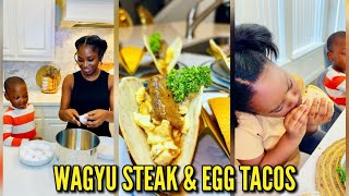 MAKING STEAK AND EGG TACOS FOR OUR 6 KIDS