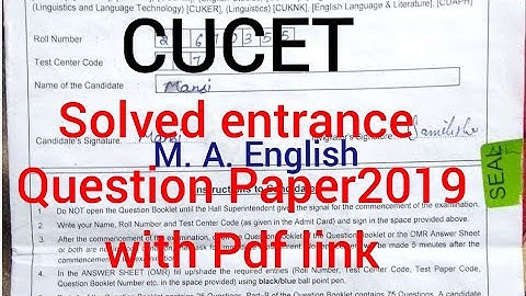 CUCET SOLVED PAPER MA ENGLISH 2019 ENTRANCE PART#A