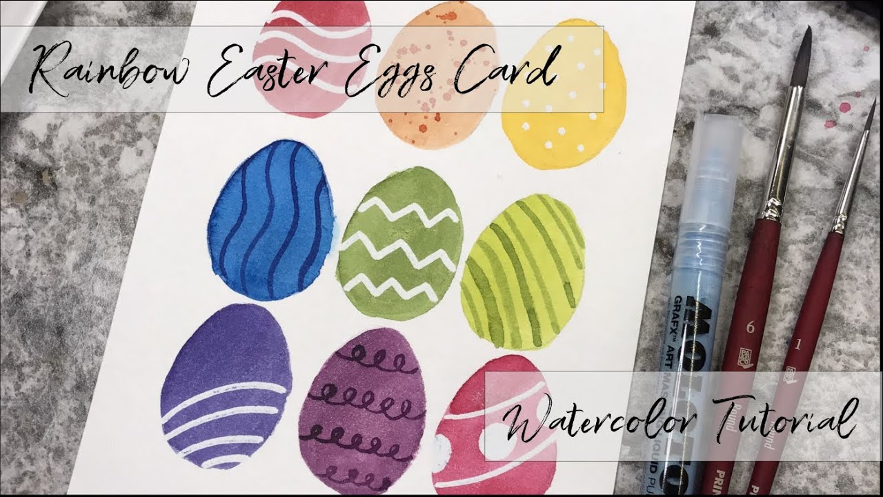 Rainbow Easter Eggs Card Watercolor Tutorial - YouTube