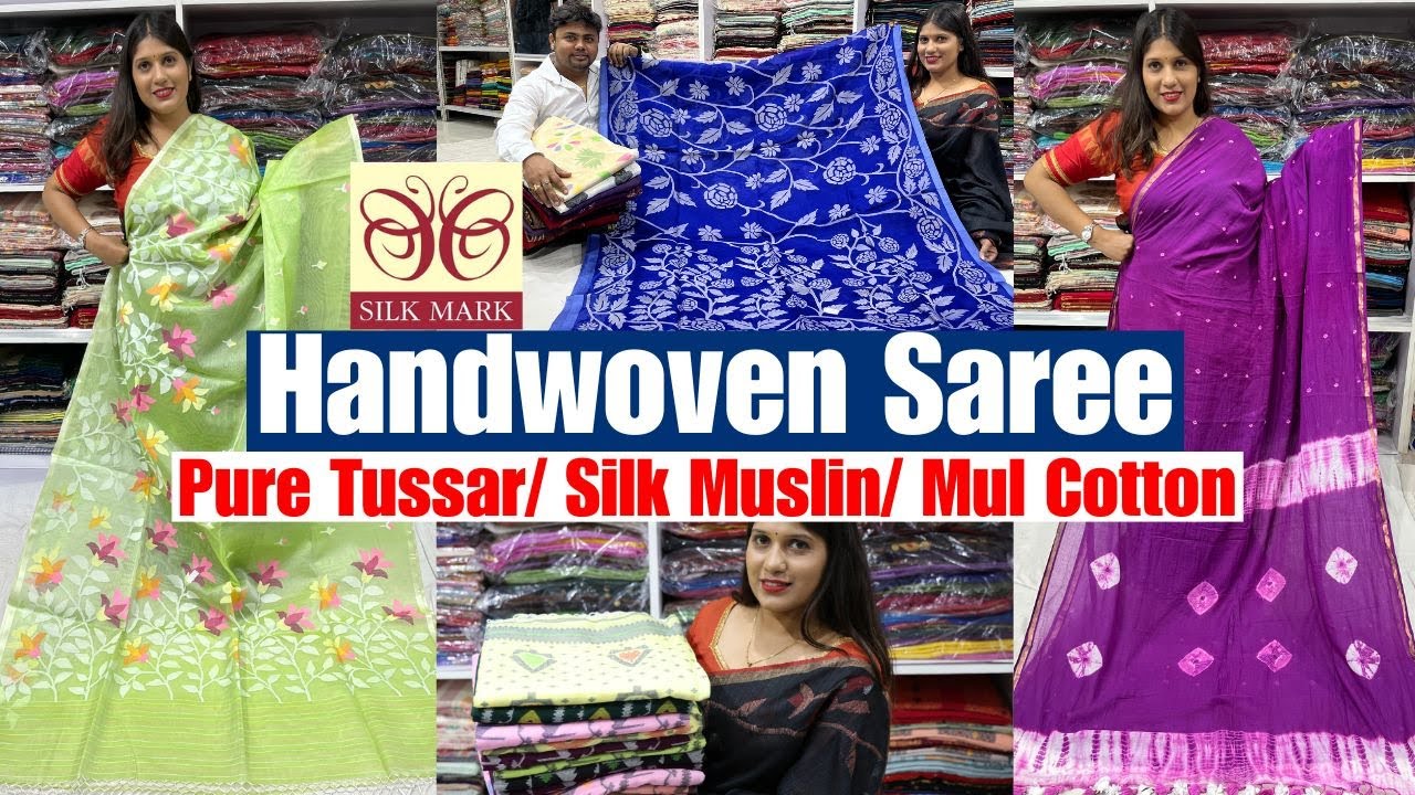 Pure Tussar Handwoven Saree/ Silk Muslin/ mul cotton saree Manufacturer & Wholesaler Phulia