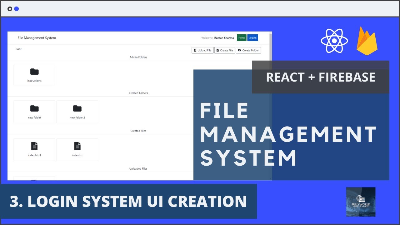 #3 Routes and Login System UI Setup | React Js Firebase File Management ...