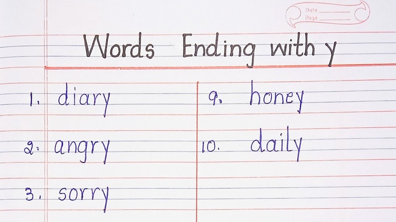 Words Ending with y