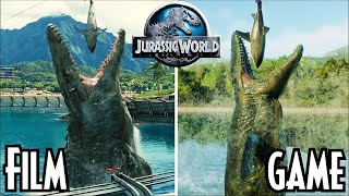 Mosasaurus FEEDING Show | FILM vs GAME | Comparison | Jurassic World and Jurassic World Evolution 2 screenshot 2