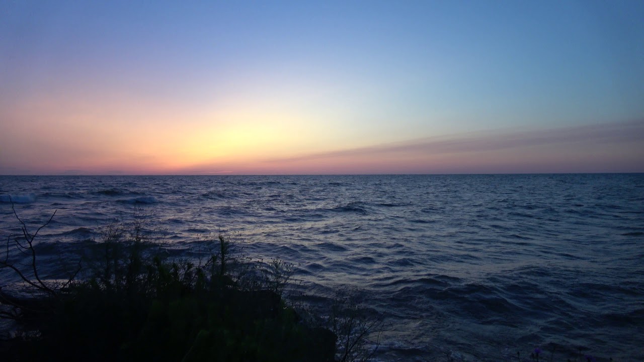 Relaxing Peaceful Serene Sunrise over Lake Huron with Crashing Waves from Michigan's Thumb