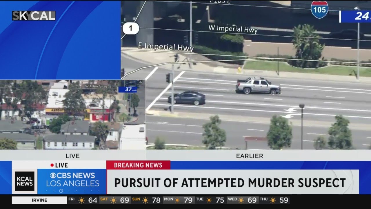Los Angeles pursuit suspect drives wrong way - YouTube