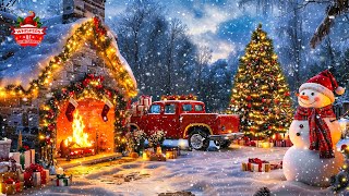 Beautiful Winter Fireplace & Christmas Music 🎄Relaxing Holiday Ambience with Snowfall❄️ Relax, Sleep