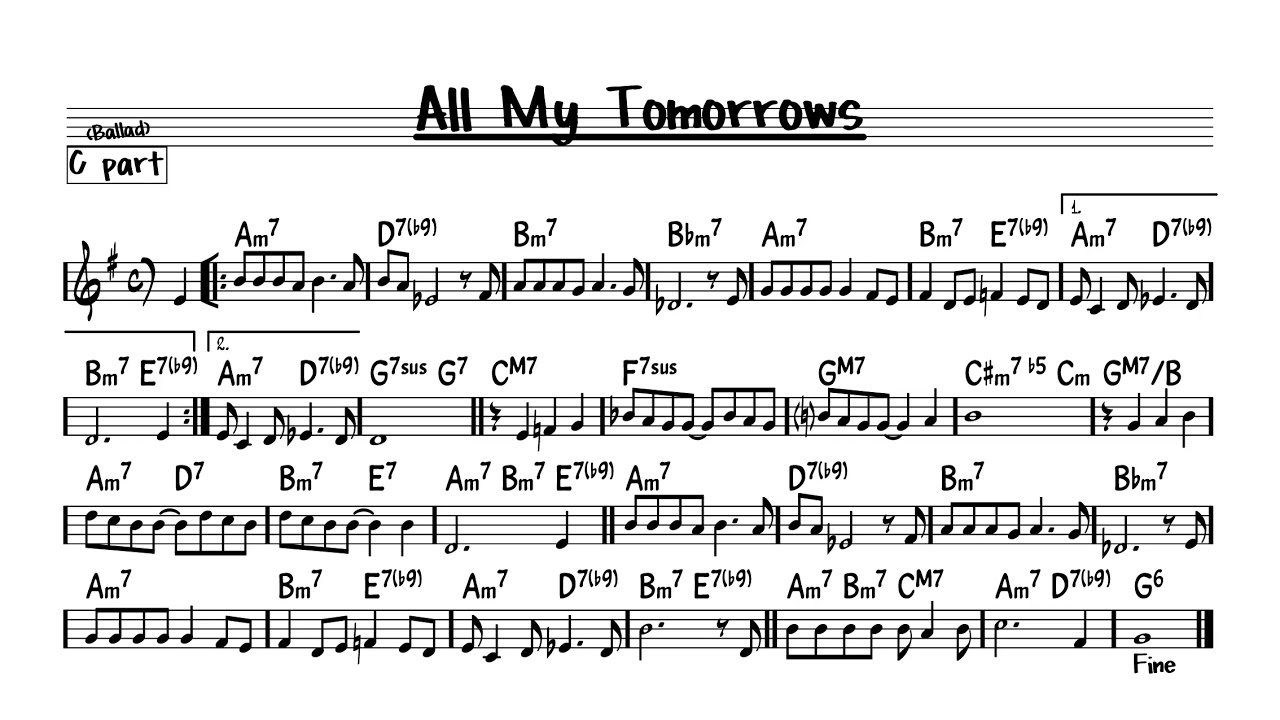 All My Tomorrows - Play along - C version - YouTube