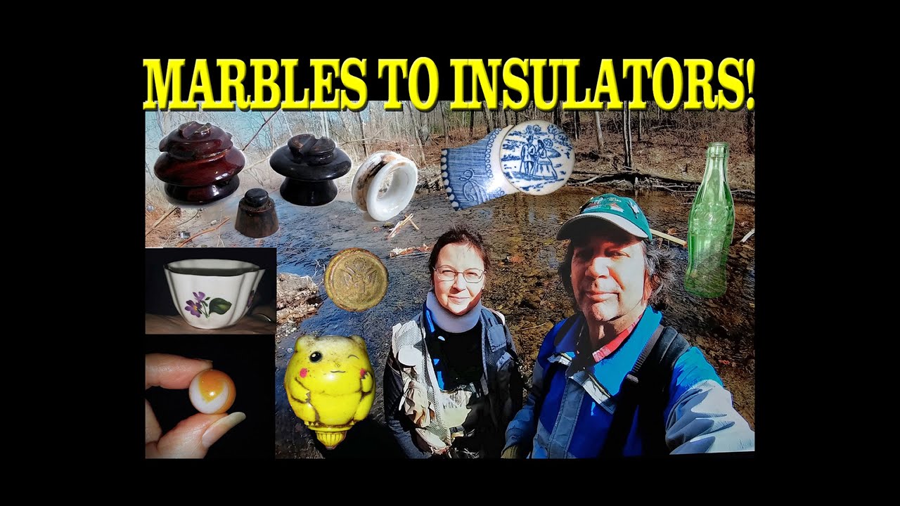 Marbles to Insulators! River Walk/ Mudlark with Mass River Pickers! Bottle Hunt Leads to Insulators!