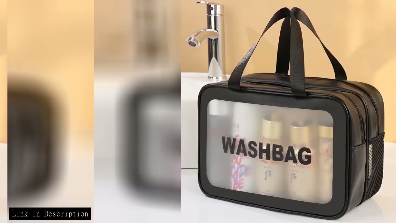 Large capacity transparent dry wet separation double-layer wash bag frosted PU travel portable handh